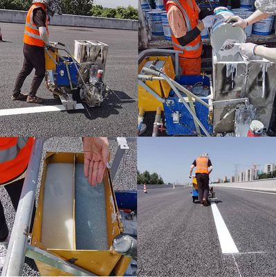 Máquina de marcado de líneas de carreteras de dos componentes